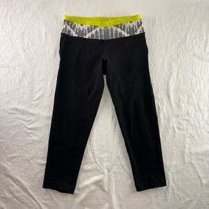 Express Black Capri Leggings Neon Waistband Women's Sz S Y2k 2000s Sporty